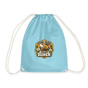 Keine Panik. Ich hab Bienen. Imker Geschenk - Turnbeutel - Aqua - Vorne