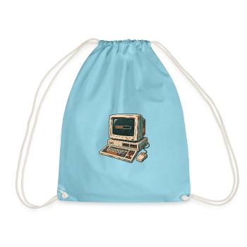 Retro-Computer Pixelästhetik - Turnbeutel - Aqua - Vorne