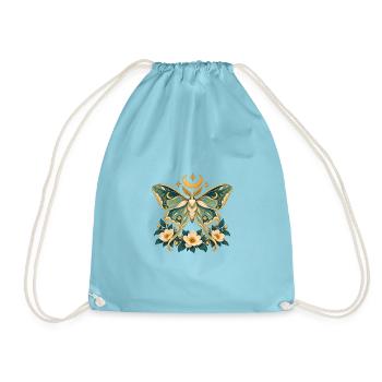 Motten-Himmlische Floral - Turnbeutel - Aqua - Vorne
