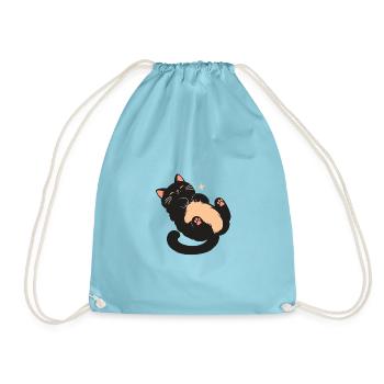 Kuschelkatz mit flauschigem Bauch - Turnbeutel - Aqua - Vorne