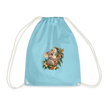 Zarter Koala zwischen Ästen und Blättern - Turnbeutel - Aqua - Vorne