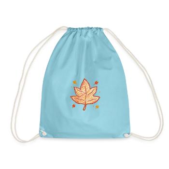 Herbst-Ahornblatt – Warme Herbstfarben - Turnbeutel - Aqua - Vorne