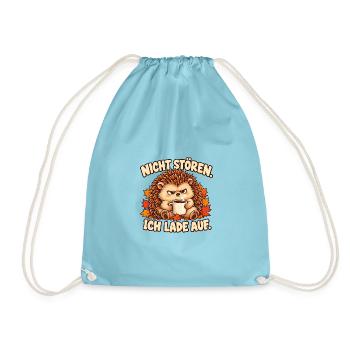 Nicht stören, ich lade auf - Igel mit Kaffee - Turnbeutel - Aqua - Vorne