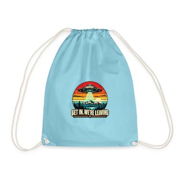 UFO Sunset Retro Tee - Turnbeutel - Aqua - Vorne