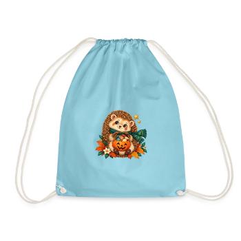 Igel-Herbst-Kürbis Halloween - Turnbeutel - Aqua - Vorne