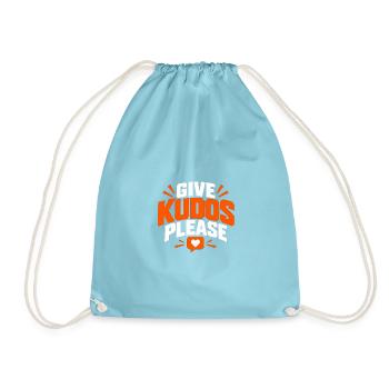 Gebt bitte Kudos-Shirt, Kudos-Laufshirt - Turnbeutel - Aqua - Vorne