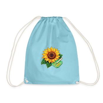 Diamond Painting Motiv - Funkelnde Sonnenblume - Turnbeutel - Aqua - Vorne