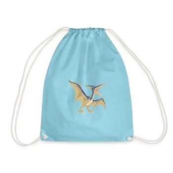 Blau gestreifter Flugsaurier im Vintage-Stil - Turnbeutel - Aqua - Vorne