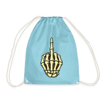 Skeletthand Mittelfinger - Turnbeutel - Aqua - Vorne