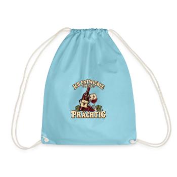 Ich entwickle mich prächtig Wein Retro Design - Turnbeutel - Aqua - Vorne
