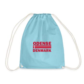 Odense, Dänemark Gestreifte Flagge - Turnbeutel - Aqua - Vorne