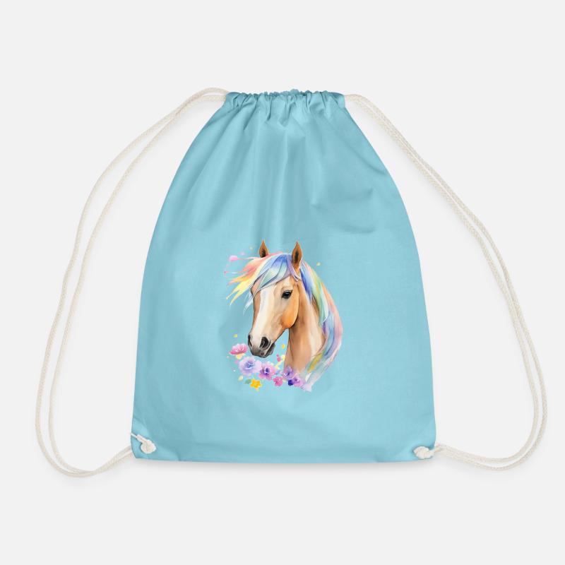 Pferd mit Regenbogenmähne - Turnbeutel - Aqua