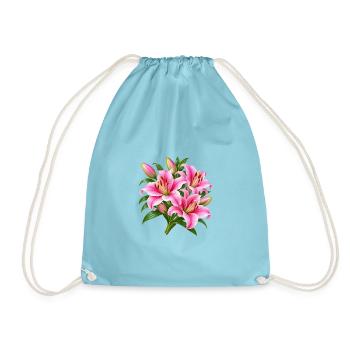Pink Lily Bouquet Burst - Turnbeutel - Aqua - Vorne