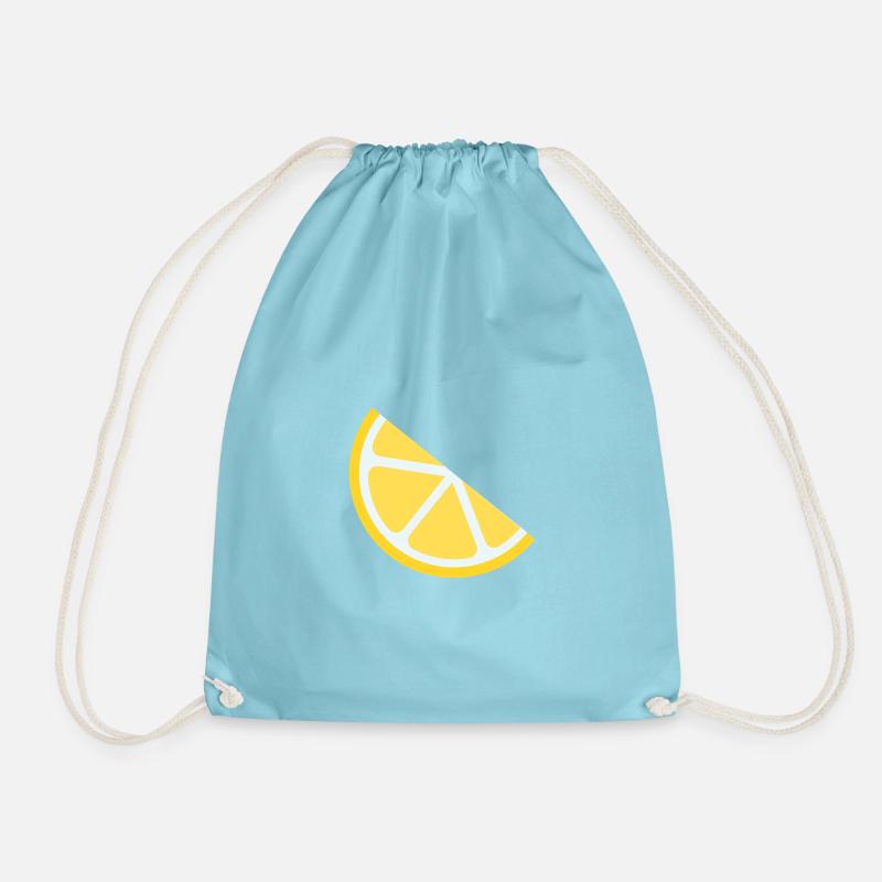 Lemon Slice Vintage Graphic - Drawstring Bag - aqua