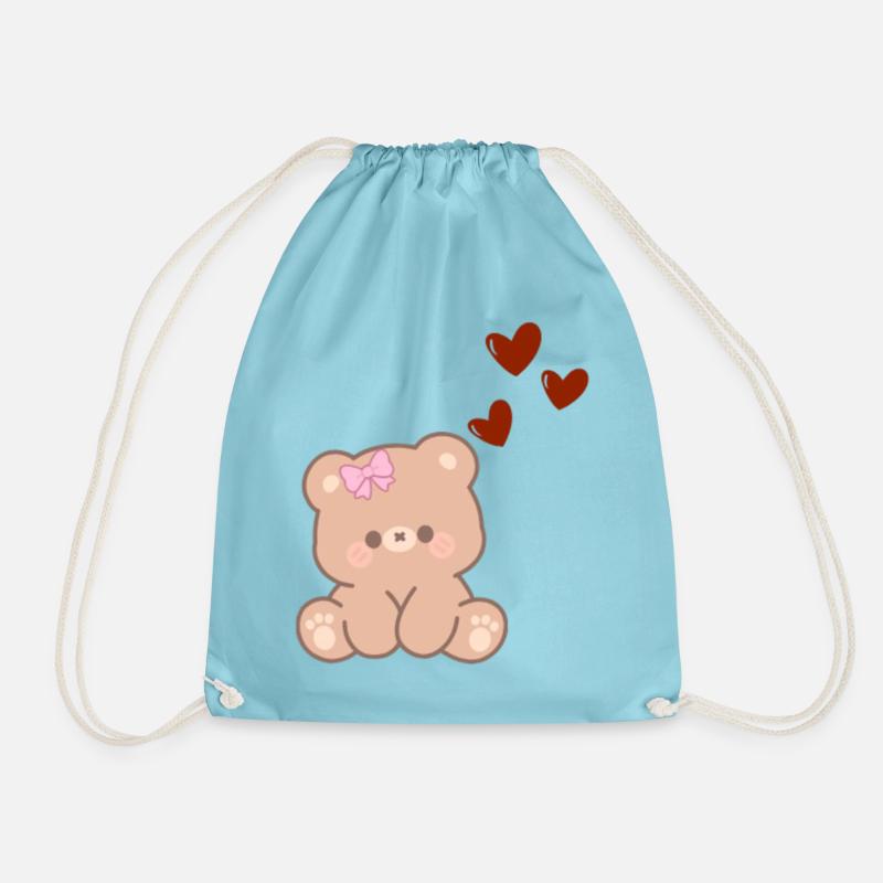 Little bear in love - Drawstring Bag - aqua