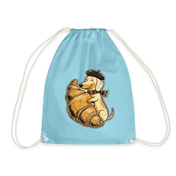 Croissant Hund - Turnbeutel - Aqua - Vorne