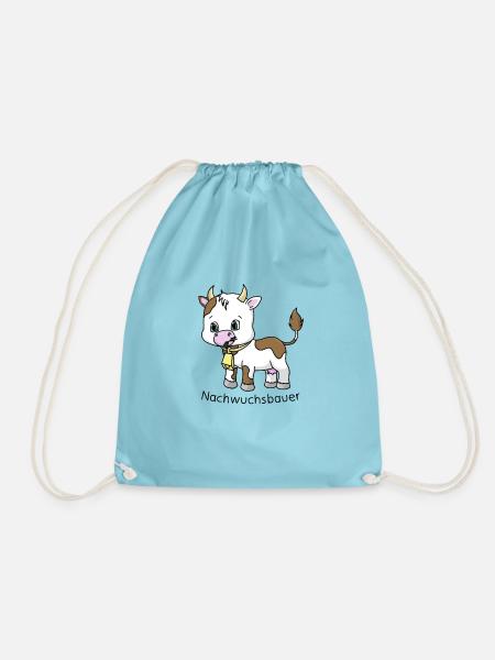 Nachwuchsbauer Geschenk für Kinder Kuh - Turnbeutel - Aqua