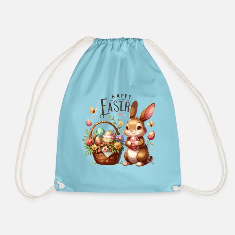 Frohe Ostern Hasen Ostereierkorb - Turnbeutel - Aqua