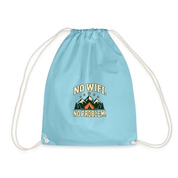 No WiFi. No Problem. – Retro-Campingmotiv - Turnbeutel - Aqua - Vorne