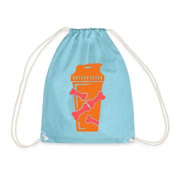 Knochen Protein Shaker Grafik - Turnbeutel - Aqua - Vorne