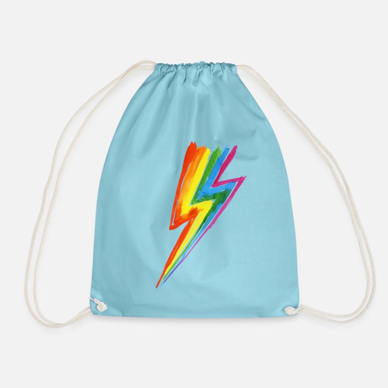 Rainbow Power Blitz - Hit by rainbow lightning! - Drawstring Bag - aqua