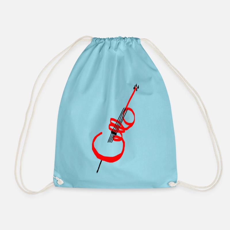 Cello lettering red - Drawstring Bag - aqua