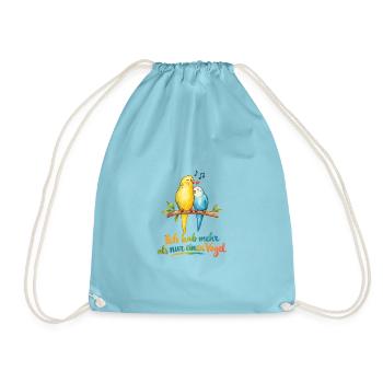 Zwei Vögel singen Liebe - ein Vogel in love  - Turnbeutel - Aqua - Vorne