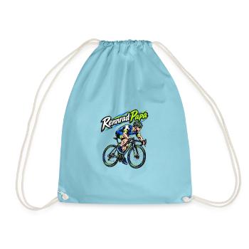 Rennrad Papa – Neon Sprint Illustration - Turnbeutel - Aqua - Vorne