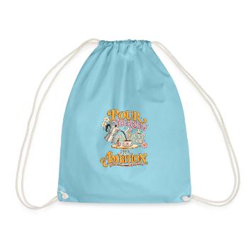 Kaffee und Ehrgeiz – Retro-Motivation, Blumen - Turnbeutel - Aqua - Vorne