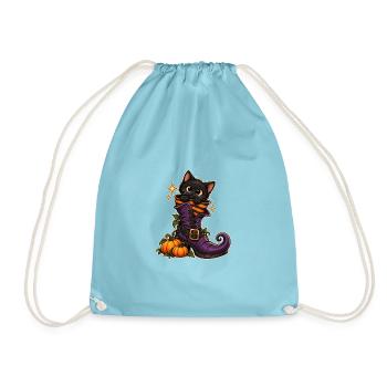 Katze im Hexenstiefel - Turnbeutel - Aqua - Vorne