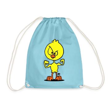 Defiant Duck Cartoon Illustration - Drawstring Bag - aqua - Front
