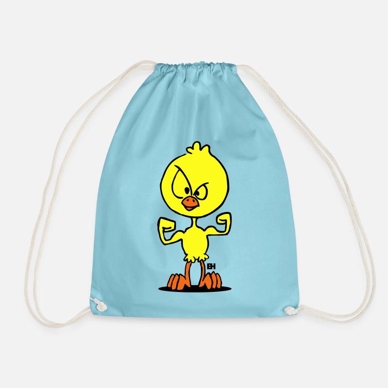 Defiant Duck Cartoon Illustration - Drawstring Bag - aqua