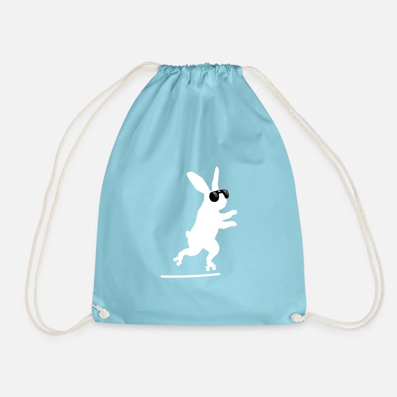 Hase mit Brille, Rollschuh fahrend - Turnbeutel - Aqua