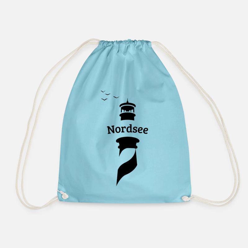 North Sea Lighthouse - Seagulls - Drawstring Bag - aqua