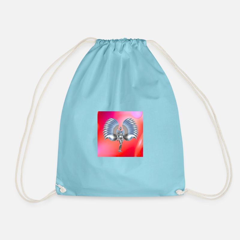 Cyber angel design in red neon gradient - Drawstring Bag - aqua