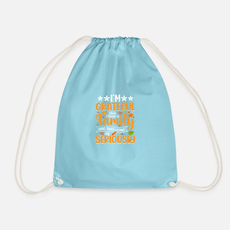 Famous quotes about Thanksgiving - Drawstring Bag - aqua