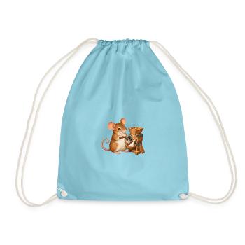 Maus mahlt Getreide - Turnbeutel - Aqua - Vorne