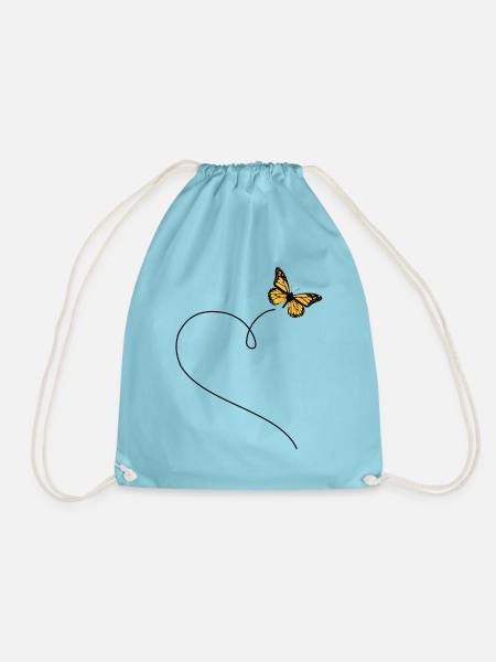 Schmetterling mit Herz - Turnbeutel - Aqua