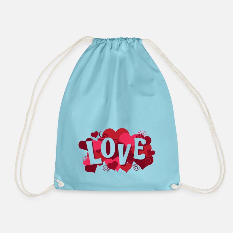 Love - Gift Valentine's Day, Wedding Anniversary - Drawstring Bag - aqua