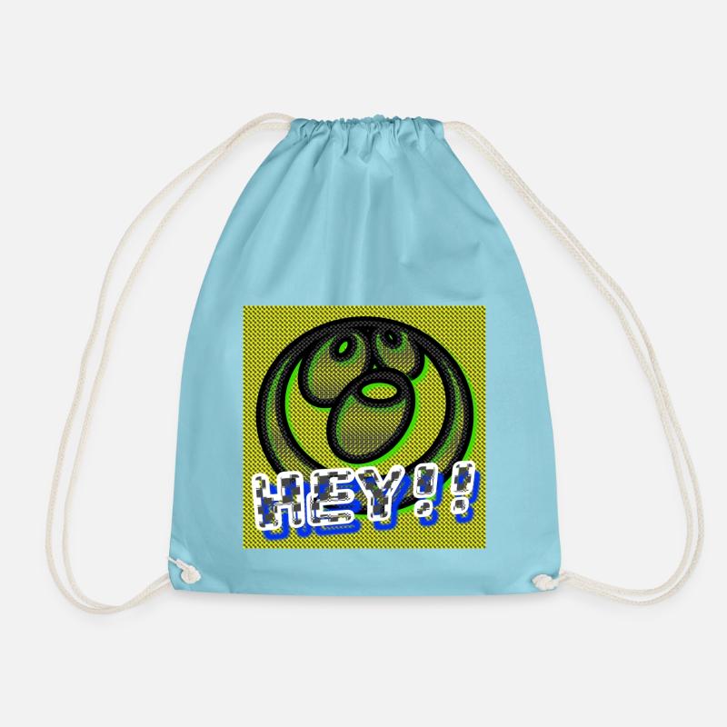 Hey!! - Image - 2023 - Drawstring Bag - aqua