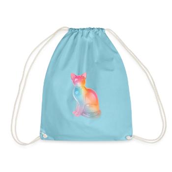 Regenbogenkatze Prisma - Turnbeutel - Aqua - Vorne