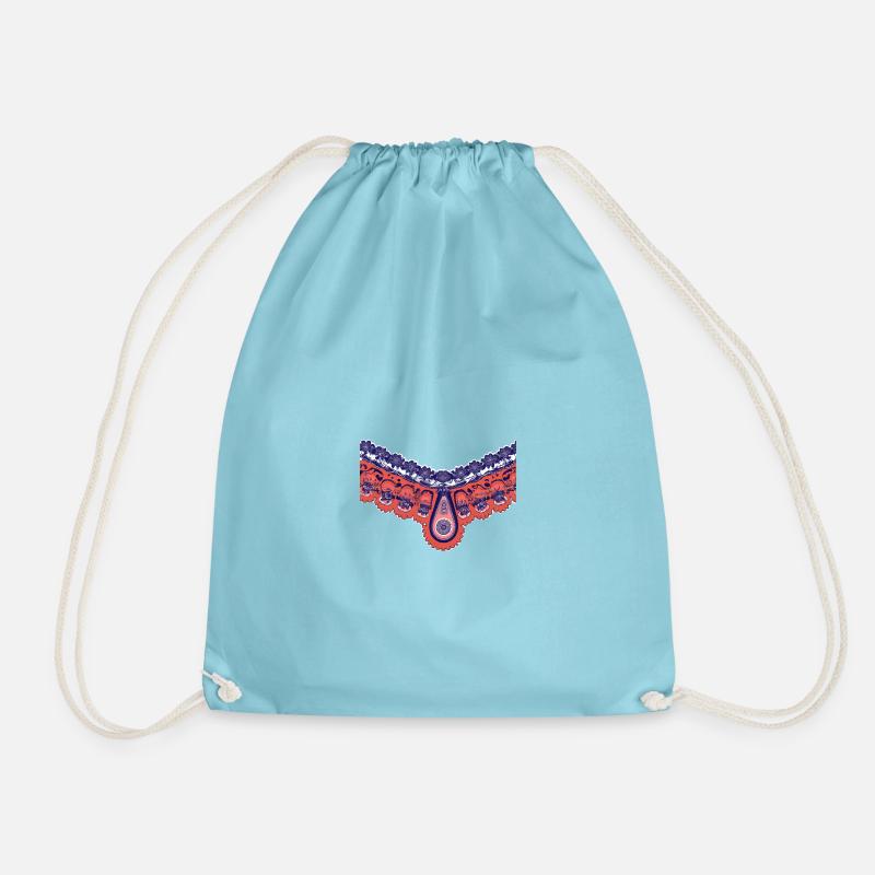 Folkloric patterns T-shirts Hoodie Pullover - Drawstring Bag - aqua