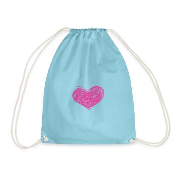 Kritzeln Herz Neonpink - Turnbeutel - Aqua - Vorne
