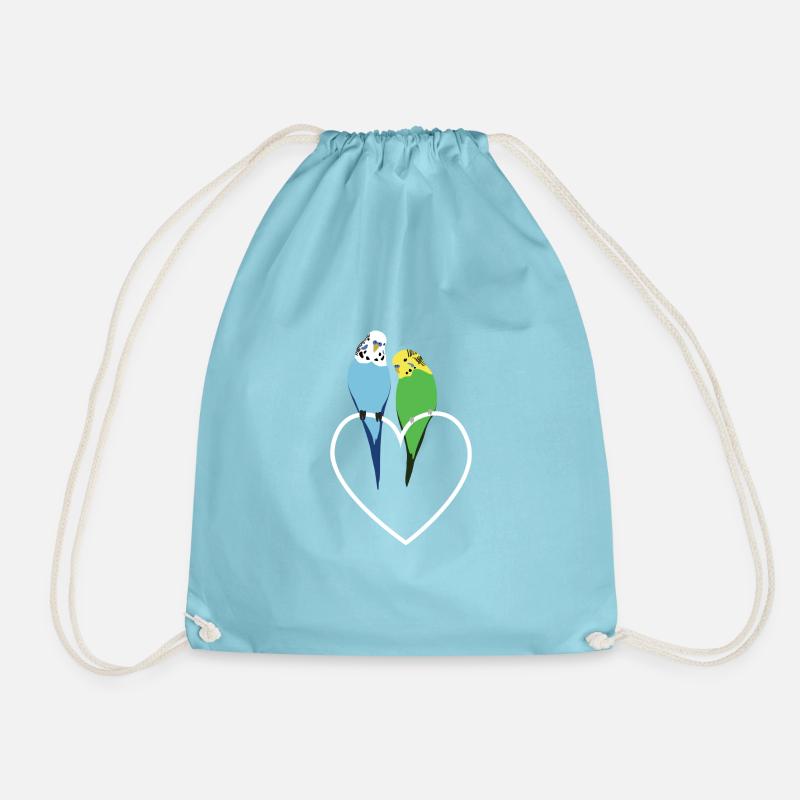 Wellensittiche Herz - Turnbeutel - Aqua