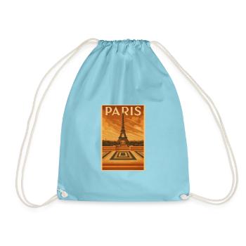Eiffel Tower Art Deodorant Travel Poster - Drawstring Bag - aqua - Front