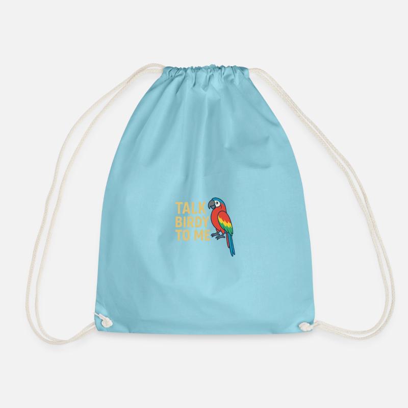 Talk Birdy to me Colorful Parrot - Drawstring Bag - aqua