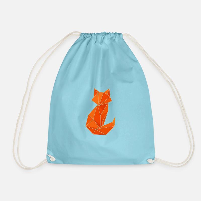 Geometric Fox - Stylish Origami Design - Drawstring Bag - aqua