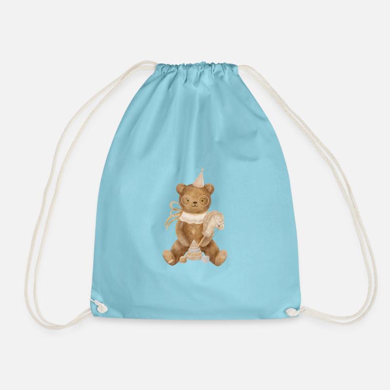 Teddybär Geburtstagsfeier - Turnbeutel - Aqua