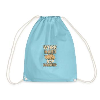 Work Hard Nap Harder - Drawstring Bag - aqua - Front