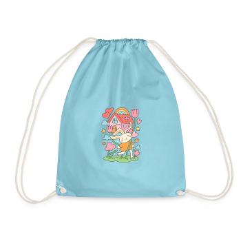 Maison de poupée lapin pastel en fleurs - Sac de sport léger - aqua - Devant